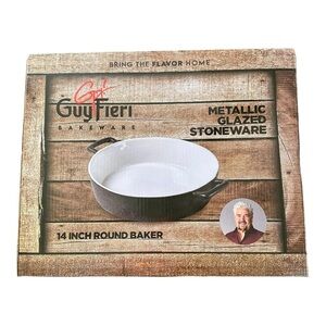 Guy‎ Fieri Metallic Glazed Stoneware 14 Inch Round Baler NIB